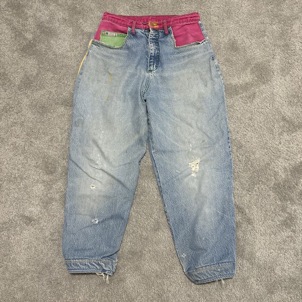 Cross Colours 90s 36x30 Hip Hop Jeans Distressed Vintage Color Block Y2K USA